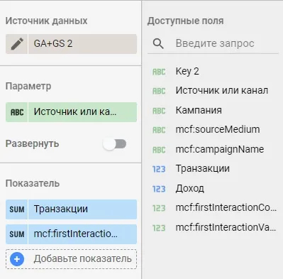 настройка гистограмм Google Data Studio