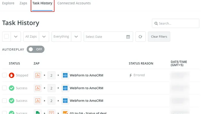остальные этапы и отправляем в AmoCRM